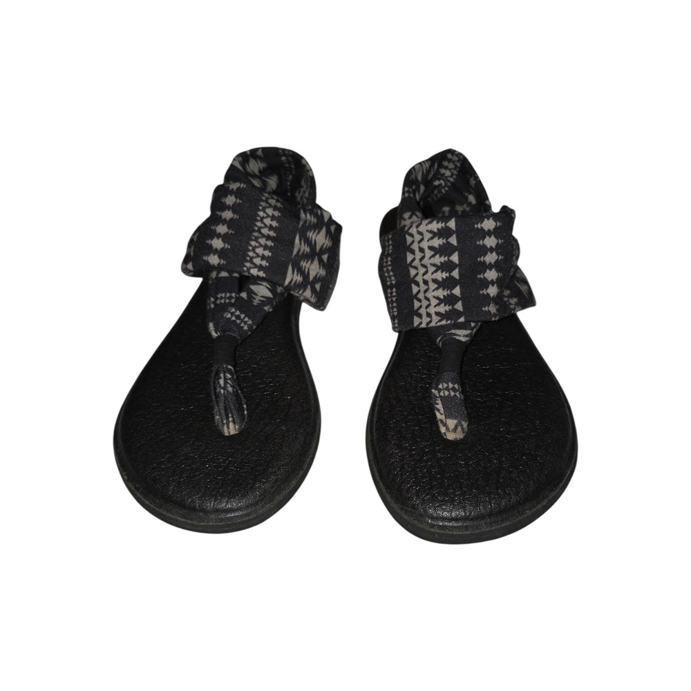 Sanuk Yoga Sling 2 Sandals Black Gray Geometric Print Womens 8
